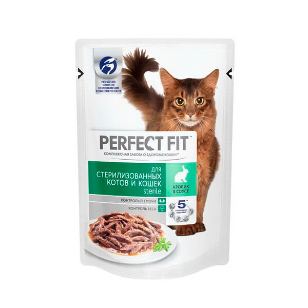 Корм для стерилизованных котов и кошек Perfect Fit Sterile Кролик в Соусе 75 г