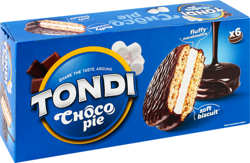 

Печенье-сэндвич Tondi Choco Pie бисквитное 180 г 6 шт.