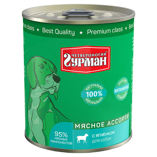 Консервы для собак Мясное ассорти с ягненком, 340 г