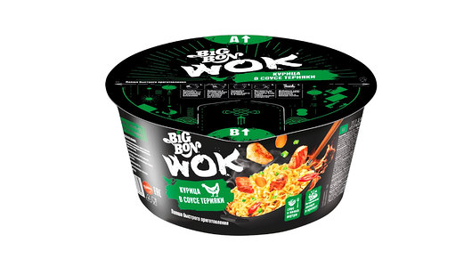 Лапша Big Bon Wok с курицей и соусом терияки, 85г