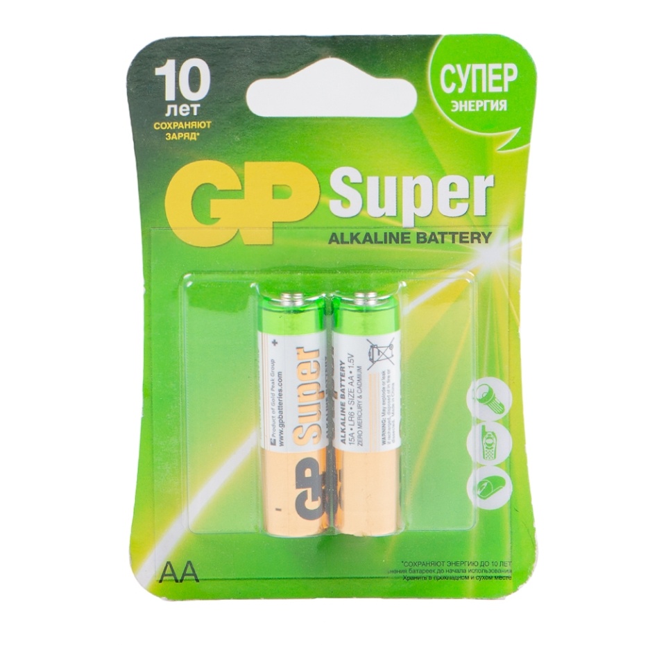 

Батарейки GP Super Alkaline 15А АА алкалиновые 2 шт Китай