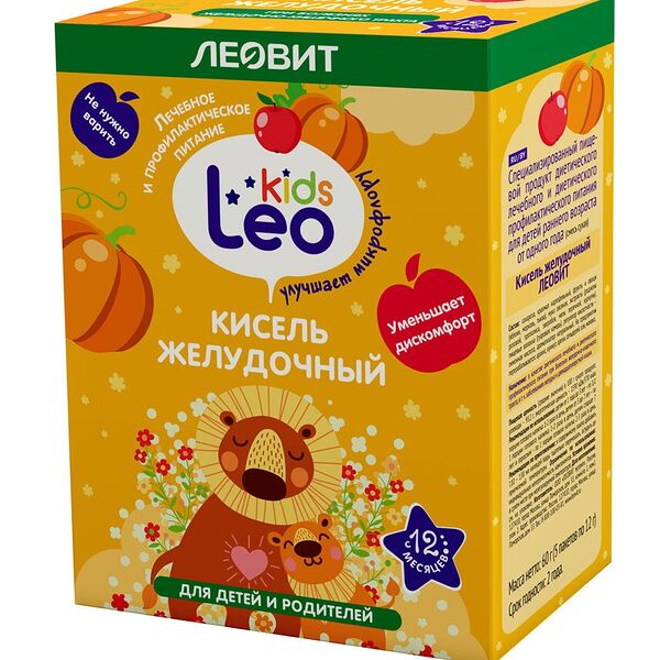 Кисель Леовит Leo Kids желудочный от 1 года 5х12г