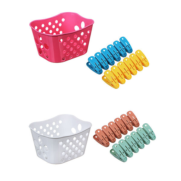 Vetta набор прищепок 12 шт в корзинке, пластик, в ассортименте