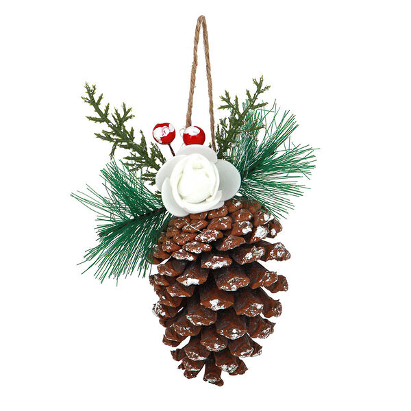 Сноу бум шишка с декором, пластик, 7x13,5 см