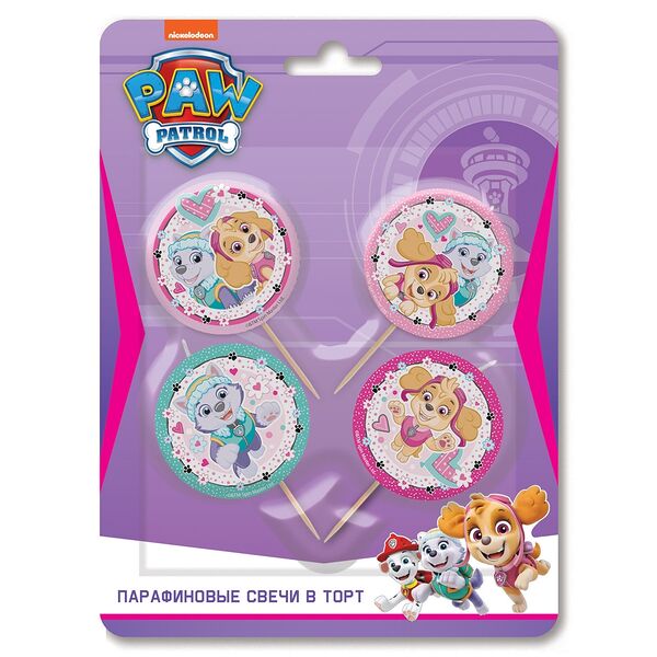 Свечи для торта ND PLAY Щенячий патруль, парафиновые, 4шт