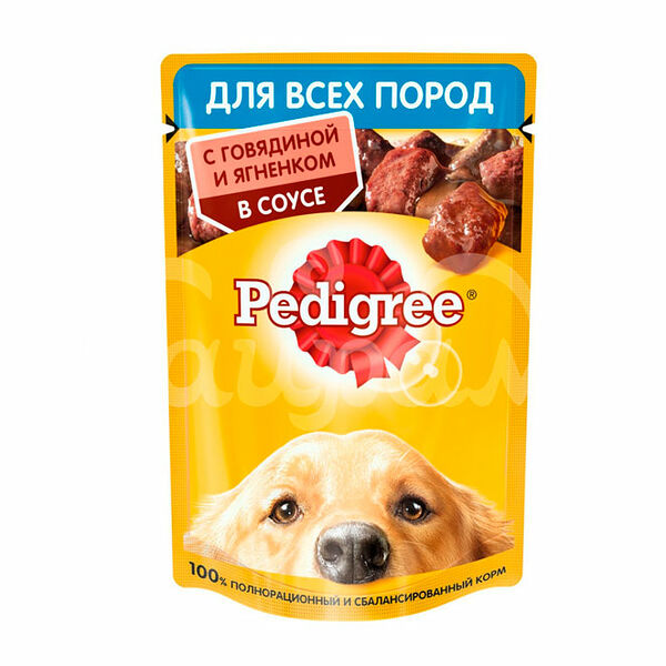 Корм для взрослых собак всех пород Pedigree 85гр Говядина Ягненок пауч