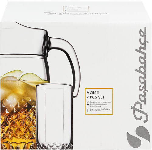 Набор питьевой Pasabahce Valse, графин 2л и 6 стаканов, стекло, Арт. 97675