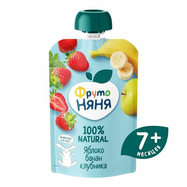 Десерт ФрутоНяня Яблоко, банан и клубника