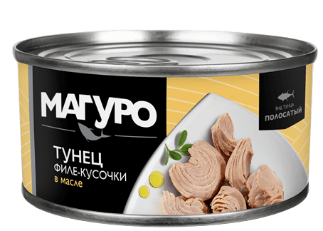 Тунец Магуро полосатый филе-кусочки в масле 170г