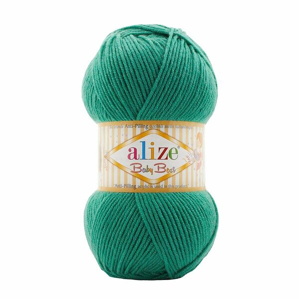 Пряжа Alize 'Baby Best' 100г 240м (10% бамбук, 90% акрил) с эффектом Антипиллинг (623 тропический зеленый)