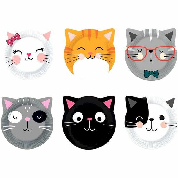 Набор тарелок ND PLAY Кошки с ушками, бумажные, d=23cм, 6шт