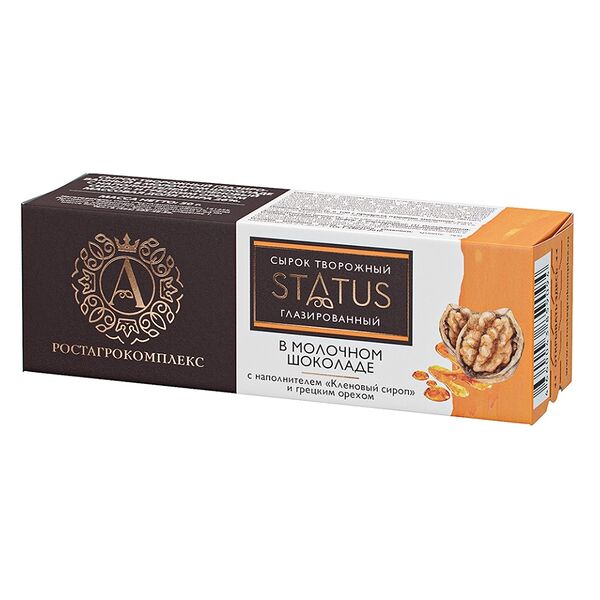 Сырок глазированный А.Ростагрокомплекс Status Молочный шоколад Кленовый Сироп Грецкий Орех 26%