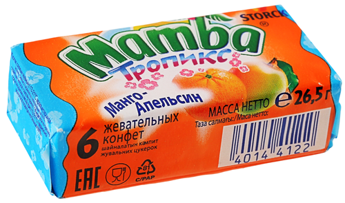 

Конфеты Mamba Тропикс жевательные вкус в ассортименте 26.5 г