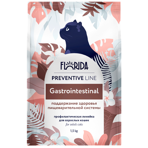 Полнорационный сбалансированный корм для кошек Florida Preventive Line Gastrointestinal Поддержание здоровья пищеварительной системы