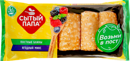 

Блины Сытый папа Ягодный микс постные замороженные 350г