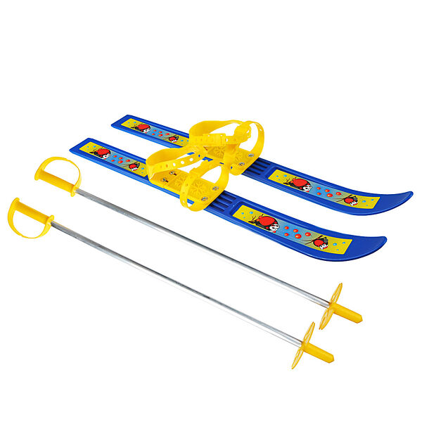 Лыжи детские олимпик-спорт 65/75см, с креплением мягким пластиковым, с палками