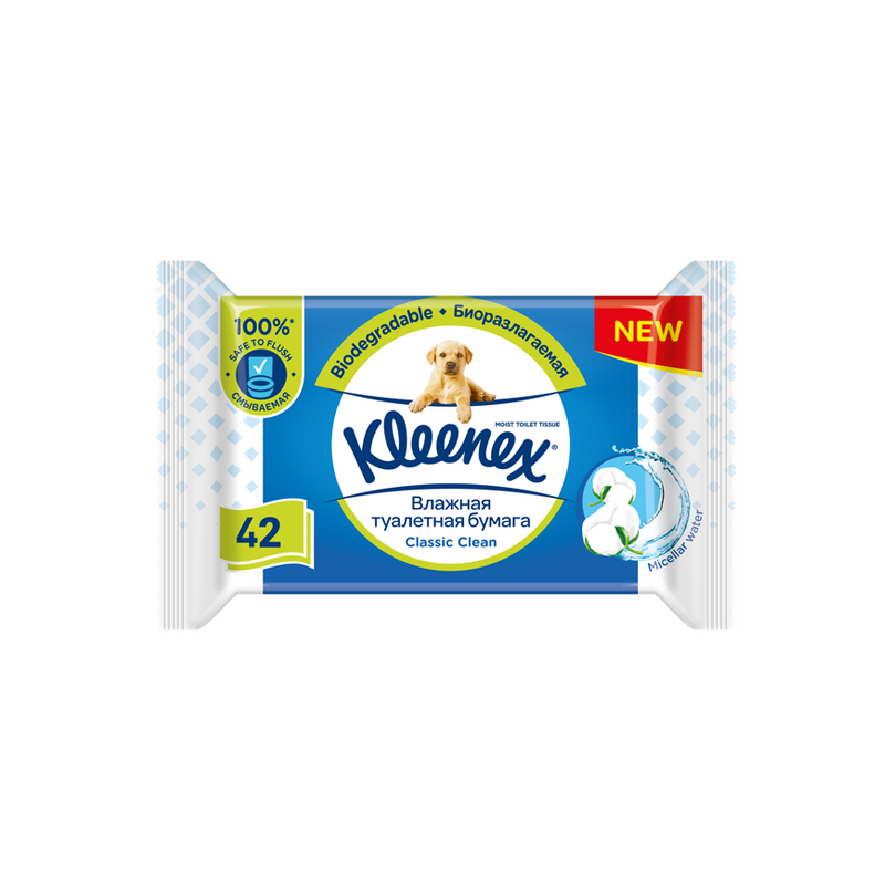 

Туалетная бумага Kleenex Cottonelle Clean Care влажная 42 шт