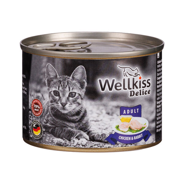 Delice Adult консервированный корм Wellkiss для кошек, с цыпленком и кроликом