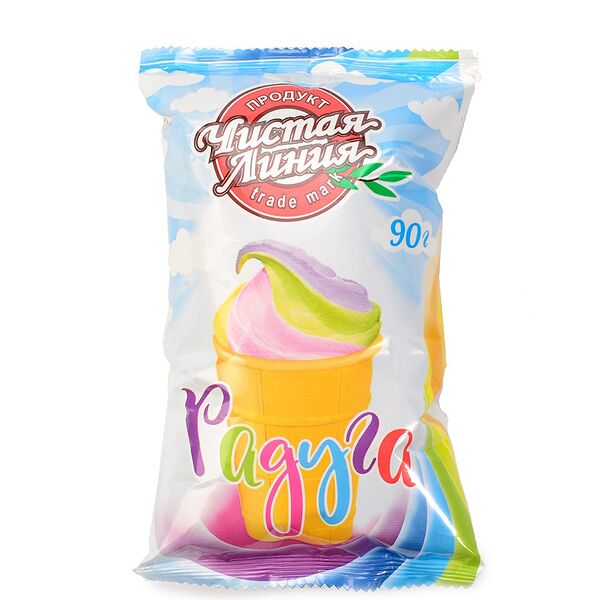 Мороженое пломбир Чистая Линия Радуга в вафельном стаканчике