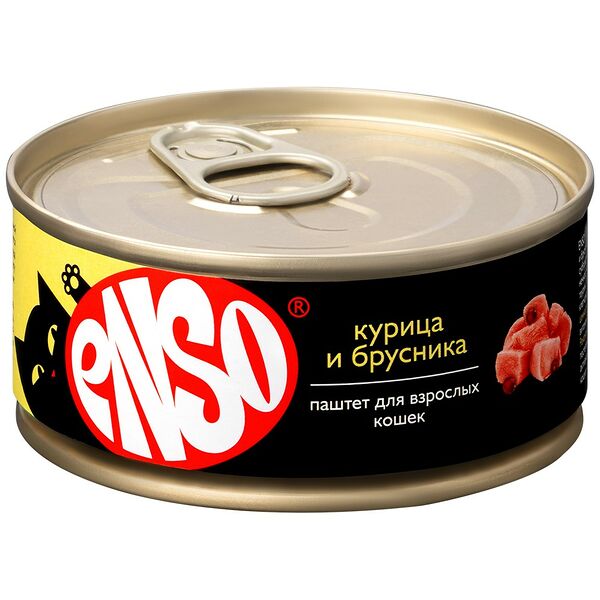 Корм для кошек ENSO паштет с курицей и брусникой банка 100г