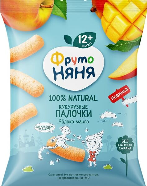 Палочки кукурузные ФрутоНяня Яблоко-Манго с 12 месяцев 20г