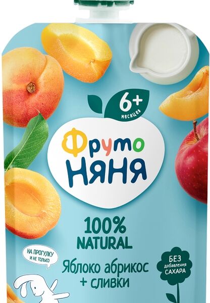 Пюре ФрутоНяня Яблоко, абрикос, сливки с 6 месяцев 90г