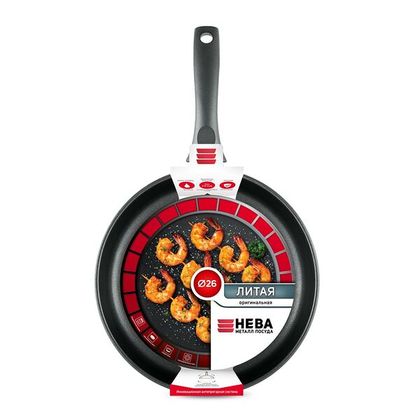 Сковорода Оригинальная Нева металл посуда, 26 см, литой алюминий