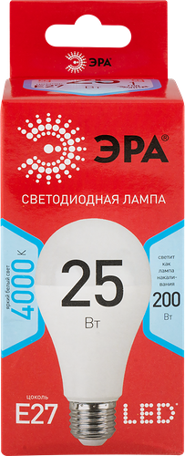 Лампа светодиодная Эра RED LINE LED A65 E27 25Вт 4000К груша нейтральный белый свет 