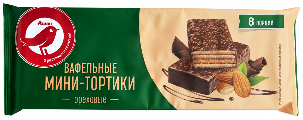 Торт вафельный АШАН Красная птица ореховый