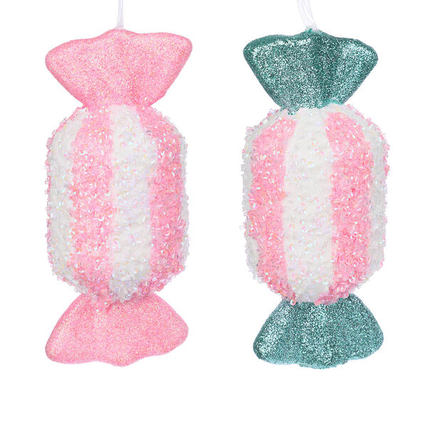Сноу бум подвеска декоративная в виде конфеты, 7x7x17 см, 2 цвета