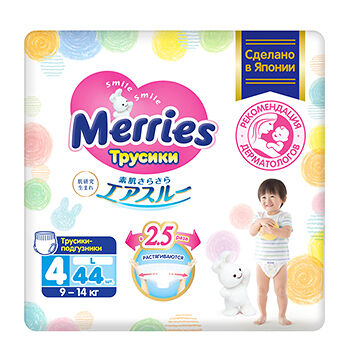 Merries трусики-подгузники размер L 9-14 кг 44 шт