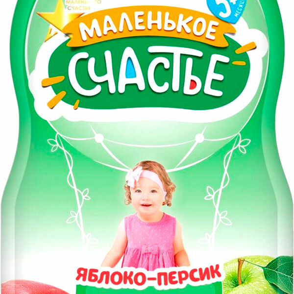 Пюре детское Маленькое счастье яблоко персик с 5 месяцев 90 г