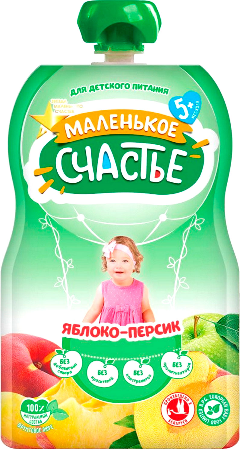 

Пюре детское Маленькое счастье яблоко персик с 5 месяцев