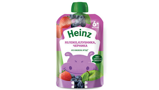 Пюре фруктовое HEINZ яблоко, клубника и черника