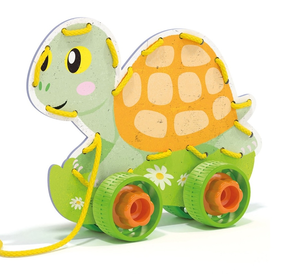 

Игрушка-шнуровка «Животные» развивающая на колёсах 4+, Quercetti, 1 шт.