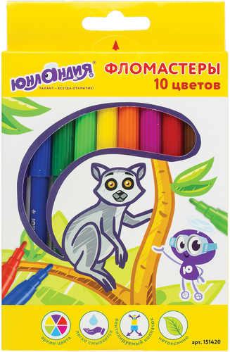 

Фломастеры ЮНЛАНДИЯ Экзотика, 10 цветов, Арт. 151420