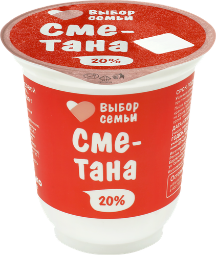

Сметана Выбор Семьи 20%, без змж, 300 г