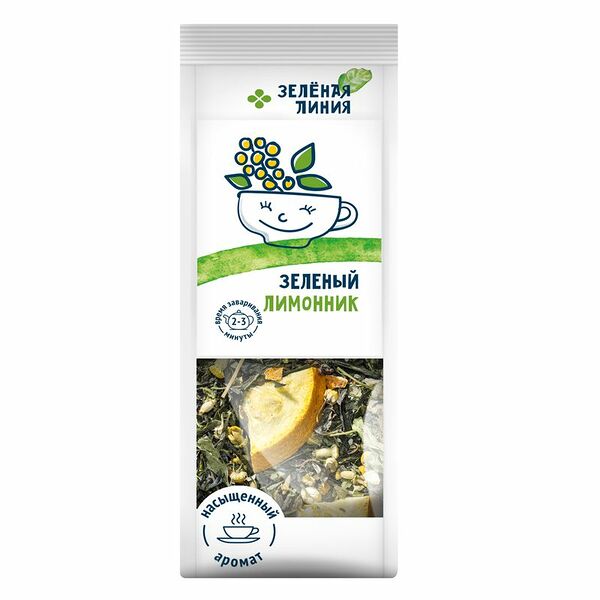 Чай зеленый Зеленая линия Зеленый лимонник 75г