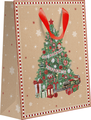 

Пакет подарочный Snow крафт, 32х26,5х12,5см, Арт. KLT, в ассортименте