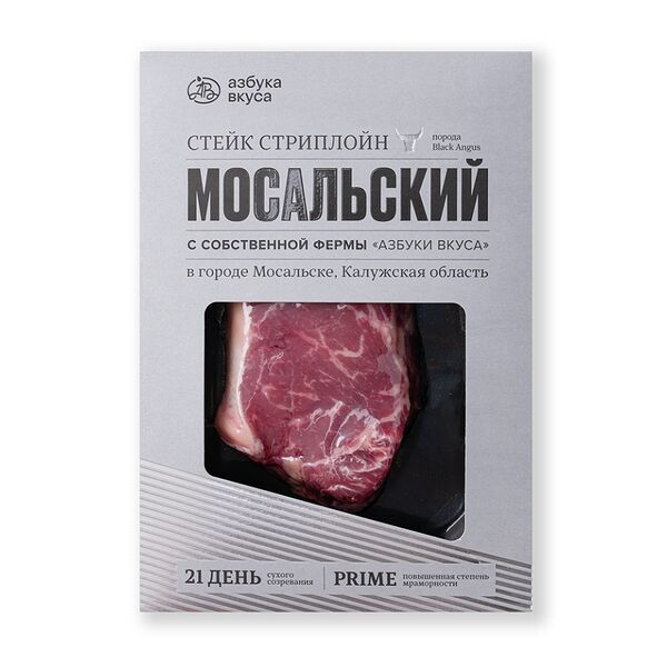 Стейк Стриплойн Prime из говядины сухого созревания Мосальский АВ. Наши фермы от 200 до 400 г, Россия