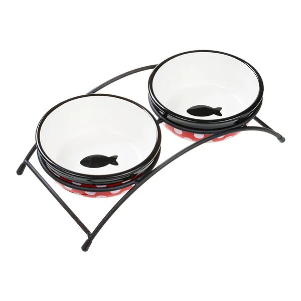 Двойная миска для кошек на подставке 2х250мл, D=12,5см