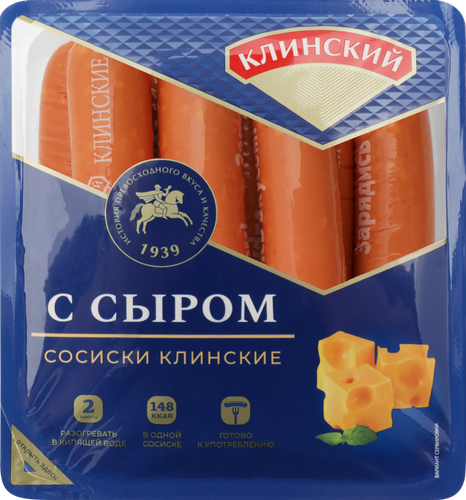

Сосиски Клинский Клинские с сыром 470 г