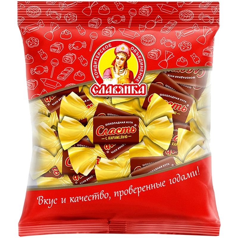 

Конфеты Славянка Сласть, начинка нуга и мягкая карамель 199 г