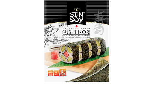 Морские водоросли для приготовления суши и роллов Sen Soy Premium Суши Нори, 10 листов, 28г