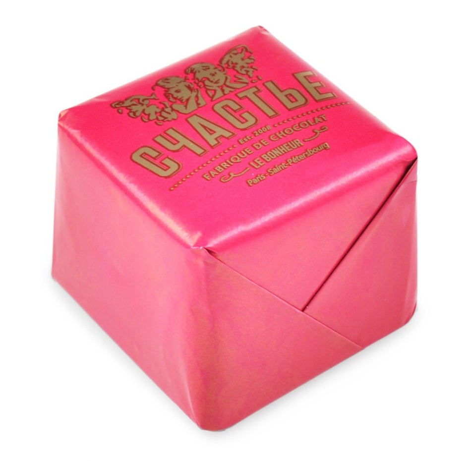 

Конфета Счастье пралине с вишней-миндаль-ликер в горьком шоколаде 50 г