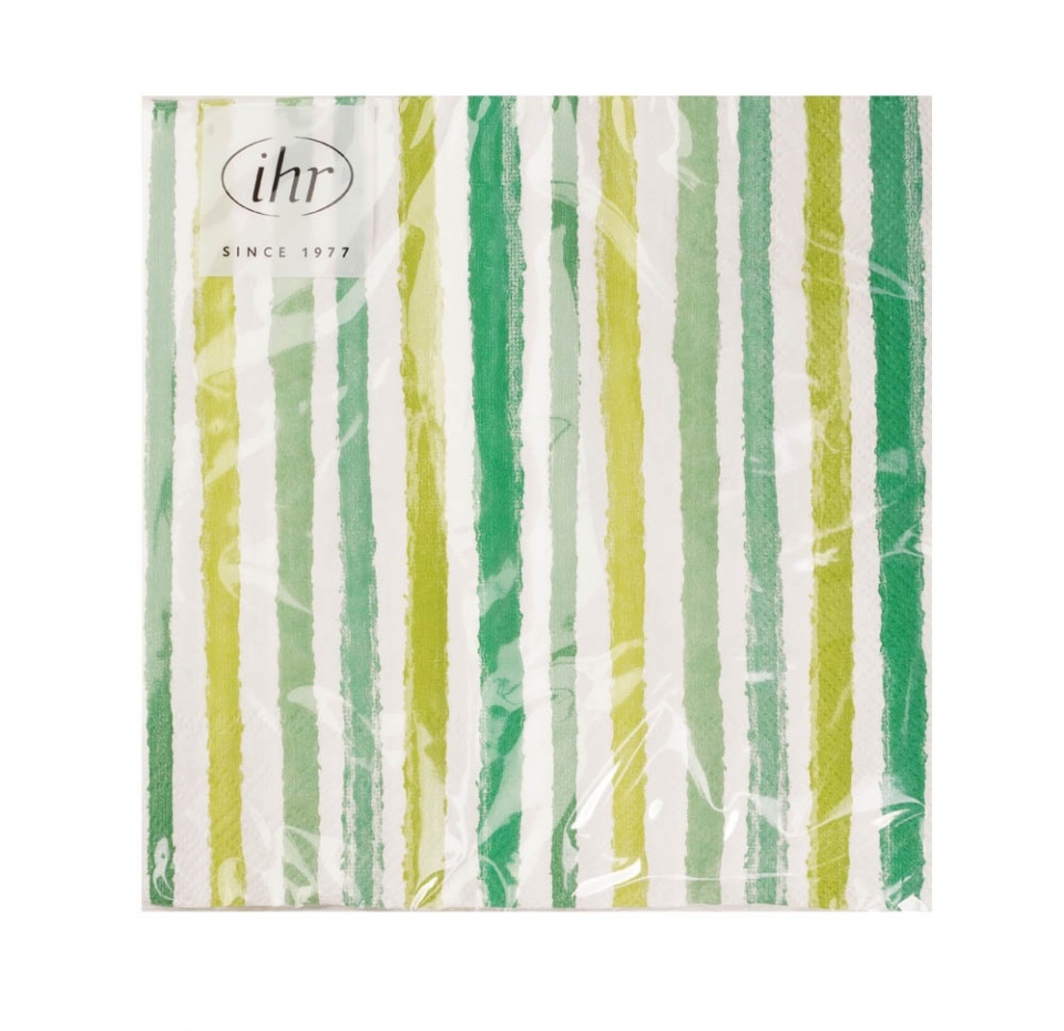 

Салфетки бумажные Colourful Stripes 33х33см 3-сл зеленые IHR 1 уп. 20 шт Германия