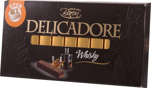

Шоколад темный DELICADORE Whisky с мягкой начинкой со вкусом виски, 200г
