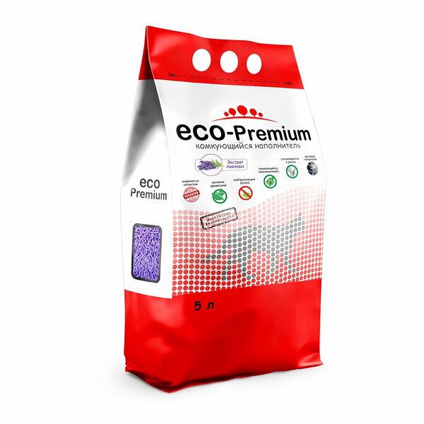 Наполнитель ECO Premium Лаванда комкующийся для кошек 7,6 кг 20 л