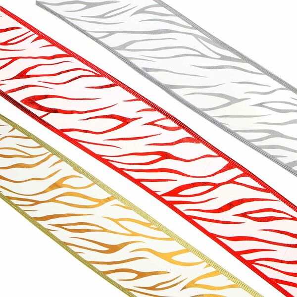 Лента для упаковки подарка и декора, с каркасной нитью, 6,3x270 см, полиэстер, 3 цвета в ассортименте 