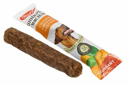 Шпикачка для собак Titbit Biff с рубцом говяжьим и курагой